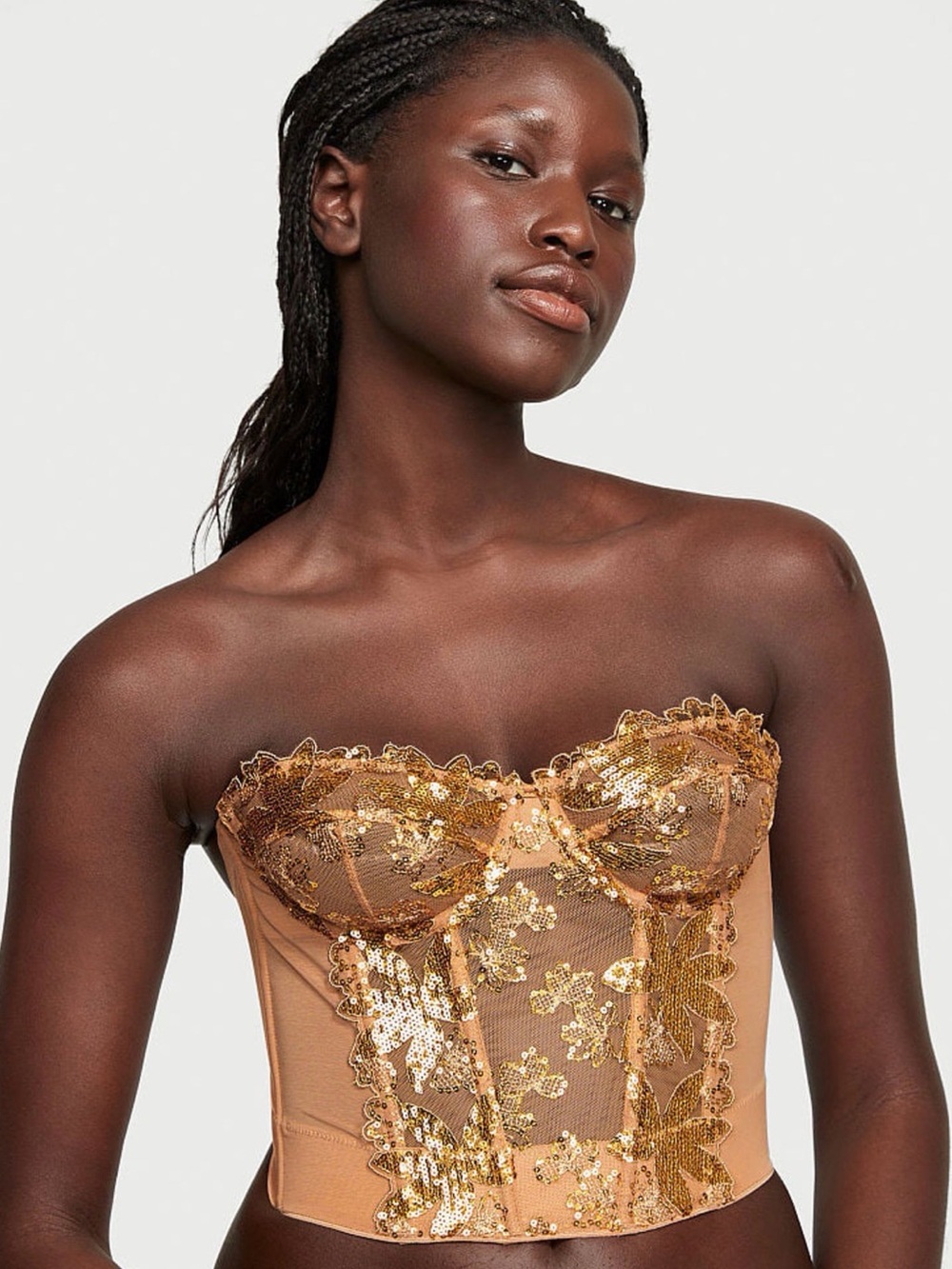 Victorias Secret Very Sexy Gold Sequined Ziggy Glam Corset Style Top